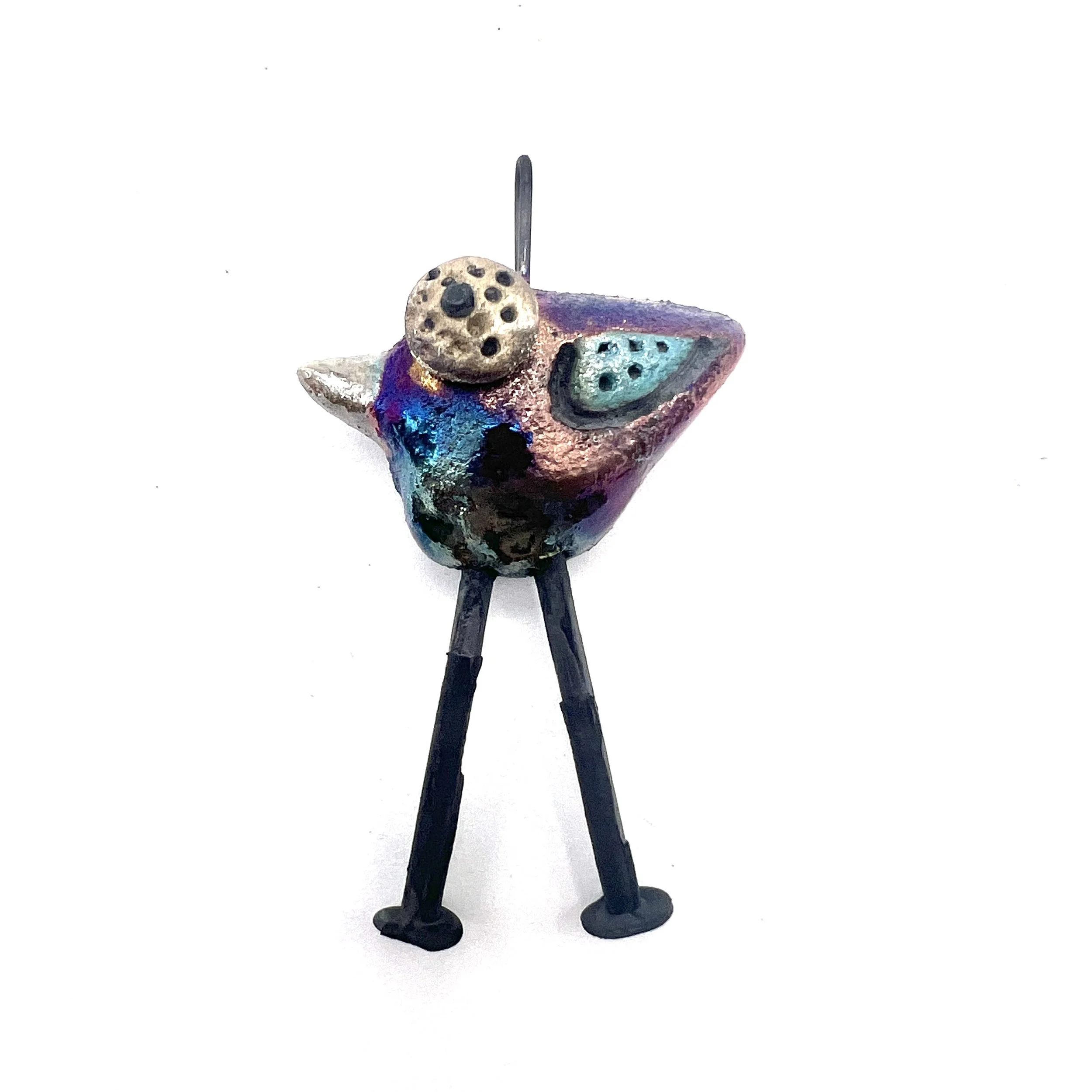 raku.です Raku Bird Bird with Legs Ceramic Pendant Raku Jewelry Supplies